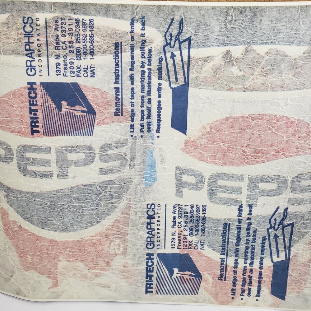 Vintage Pepsi Cola advertising Vinyl Sticker Decal 14" x 9.5" Peel And Stick
